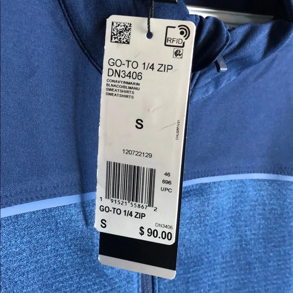 Adidas GO-TO ADAPT 1/4 ZIP SWEATSHIRT small new with tags